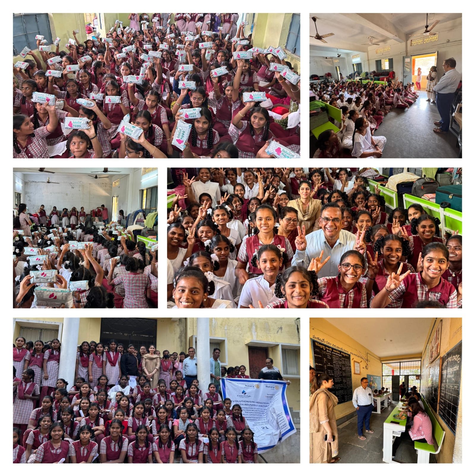 A collage of six photographs from Care-O-Safe sessions in schools and communities